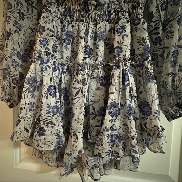 NWT MISA Lorena XS Long Sleeve Mini Dresss Size XS Floral Chiffon Tiered Skirt - Picture 14 of 15